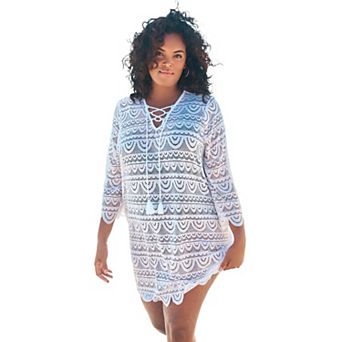 Swim 365 Women's Plus Size Scallop Lace Cover Up