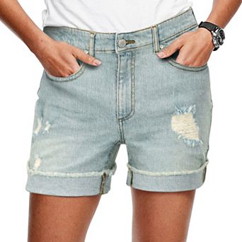 ellos Plus Size Frayed Cuff Hem Shorts