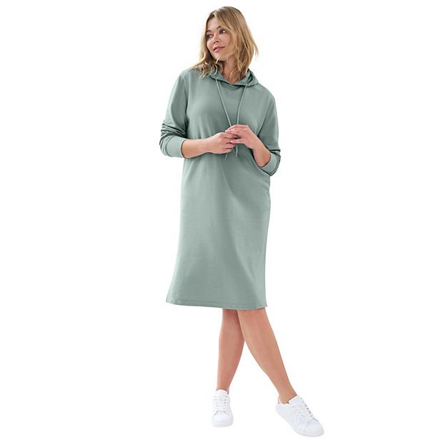 Ellos French Terry Hooded Sweatshirt Dress - 26/28, Grey Spruce
