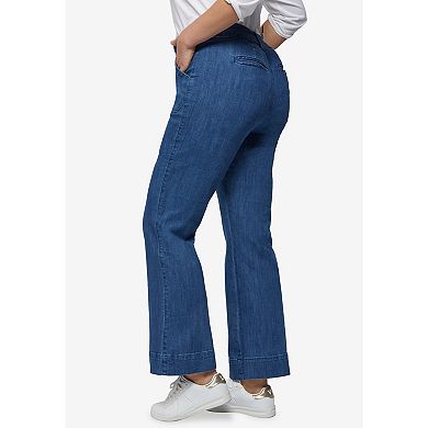 ellos Plus Size High-Waist Wide Leg Jeans