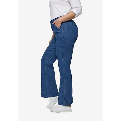 ellos Plus Size High-Waist Wide-Leg Stretch Jeans