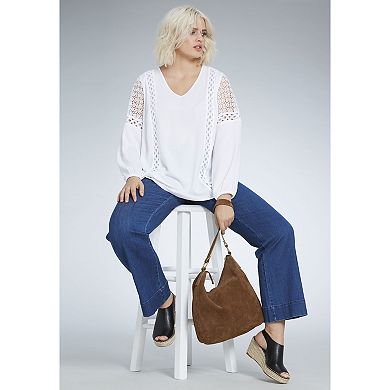 ellos Plus Size High-Waist Wide-Leg Stretch Jeans