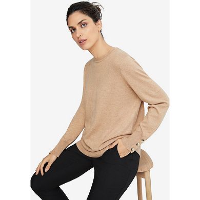 ellos Plus Size Button-Cuff Pullover