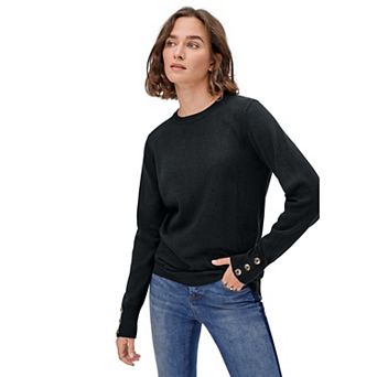 ellos Plus Size Button-Cuff Pullover