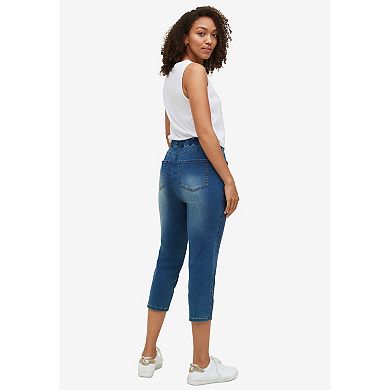 Ellos Plus Size Mid-Rise Stretch Capri Jegging