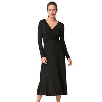 ellos Plus Size Draped Bodice Knit Midi Dress