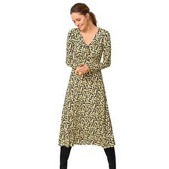 ellos Plus Size Draped Bodice Knit Midi Dress