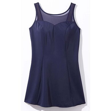 Swim 365 Women's Plus Size Mesh-Trim Swim Dress