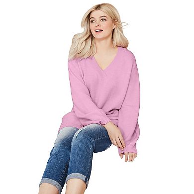 ellos Plus Size Crossover V-Neck Pullover