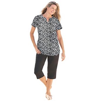 Swim 365 Women's Plus Size Split-Neck Short Sleeve Swim Tee With Built-In Bra