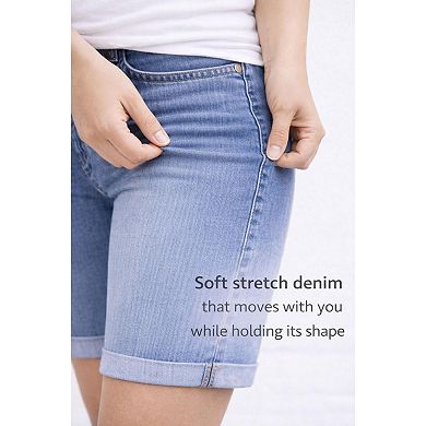Ellos Plus Size Stretch Denim Mid-Rise Boyfriend Shorts