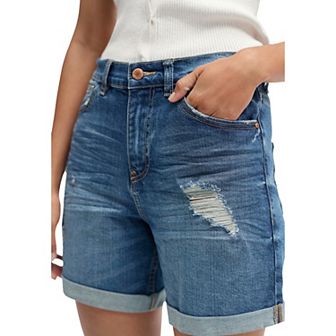 ellos Plus Size Denim Boyfriend Shorts