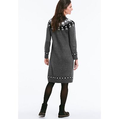 ellos Fair Isle Sweater Dress - 30/32, Black