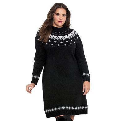 ellos Plus Size Fair Isle Sweater Dress