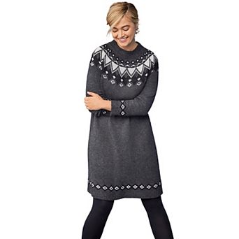 ellos Plus Size Fair Isle Sweater Dress