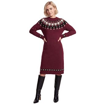 Ellos Plus Size Fair Isle Sweater Dress