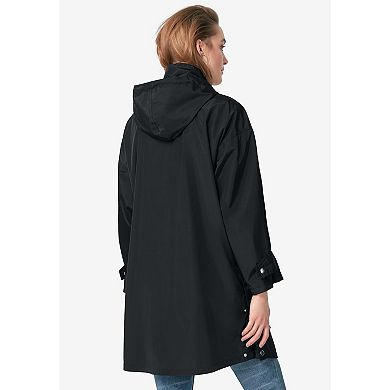 ellos Plus Size Hooded A-Line Raincoat