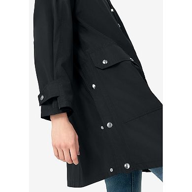ellos Plus Size Hooded A-Line Raincoat