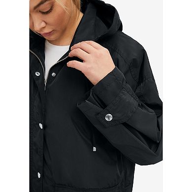 ellos Plus Size Hooded A-Line Raincoat