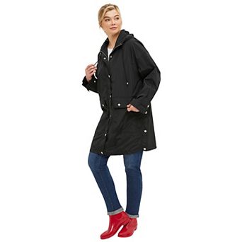 ellos Plus Size Hooded A-Line Raincoat