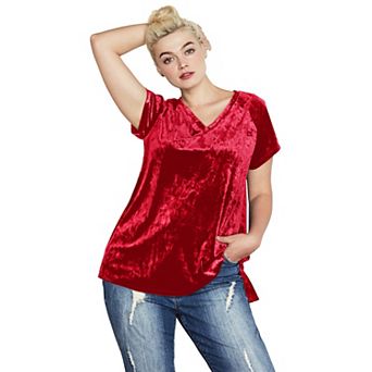 ellos Plus Size Crushed Velour Tee