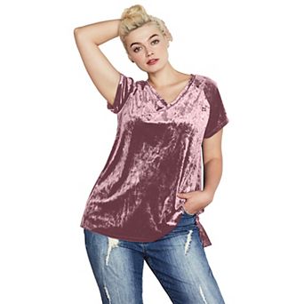 ellos Plus Size Crushed Velour Tee