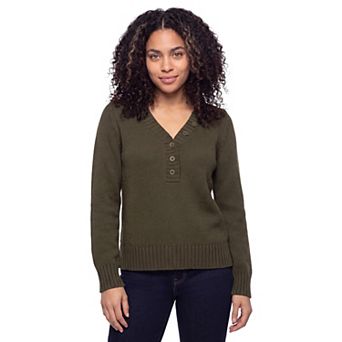 Ellos Plus Size Button Y-Neck Sweater