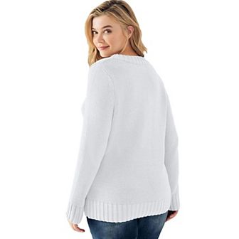 ellos Plus Size Button Y-Neck Sweater
