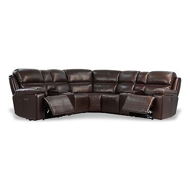 F.c Design Timo Top Grain Leather Modular Power Sectional Sofa