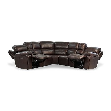 F.c Design Timo Top Grain Leather Modular Power Sectional Sofa