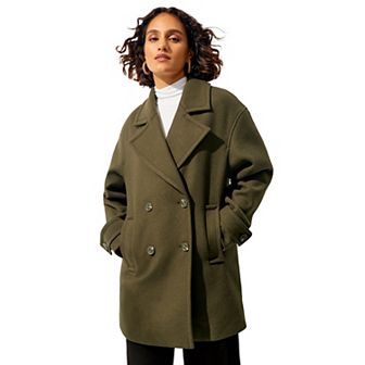 ellos Plus Size Double Breasted Peacoat