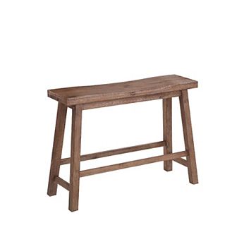 Amber 33 Inch Rubberwood Bench With Saddle Seat, Rectangular, Brown