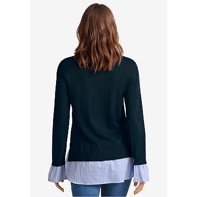 ellos Plus Size Fine Gauge Layered Pullover