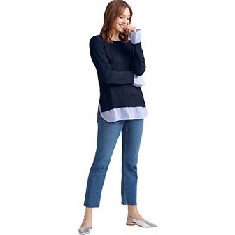 ellos Plus Size Fine Gauge Layered Pullover