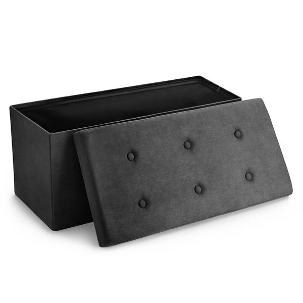 Sorbus Faux Suede Bench - Black