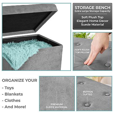 Sorbus Faux Suede Ottoman Cube