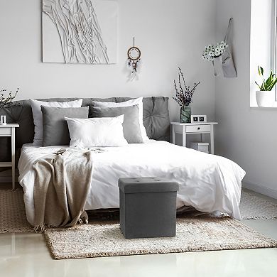 Sorbus Faux Suede Ottoman Cube
