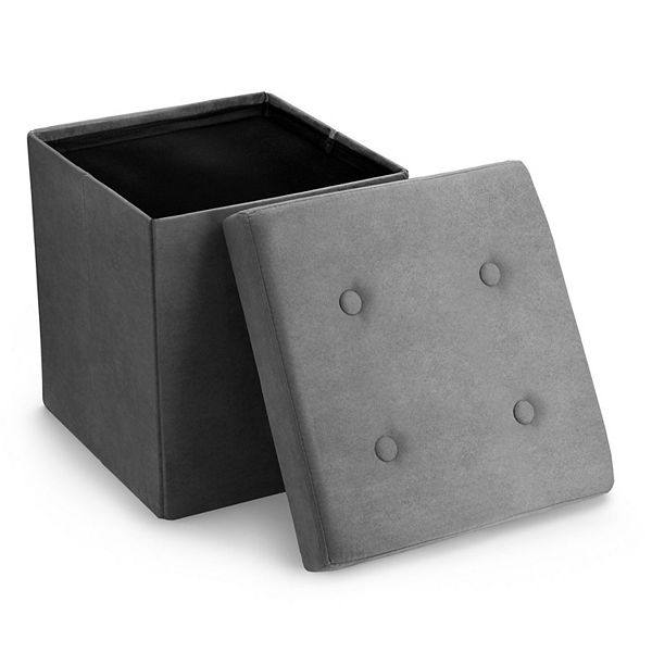 Sorbus Faux Suede Ottoman Cube - Gray