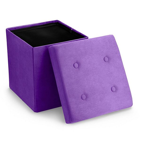 Sorbus Faux Suede Ottoman Cube - Purple