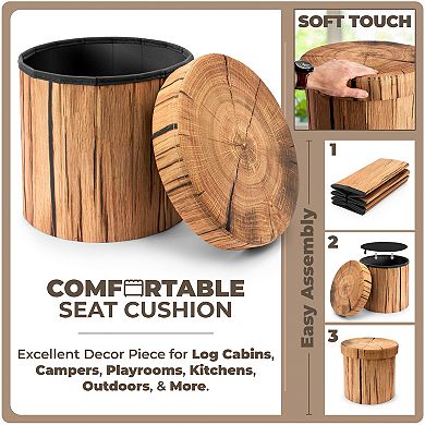 Sorbus Log Print Storage Ottoman