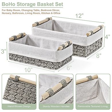 Sorbus 2-pc. Macrame Boho Decor Basket Set