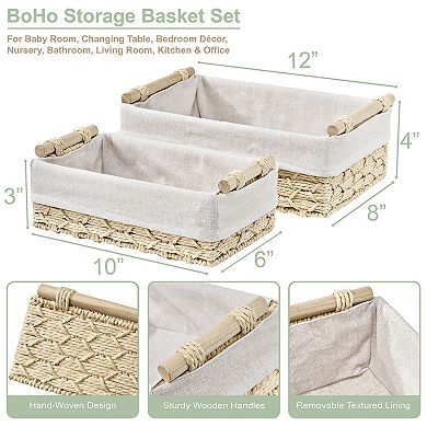 Sorbus 2-pc. Macrame Boho Decor Basket Set