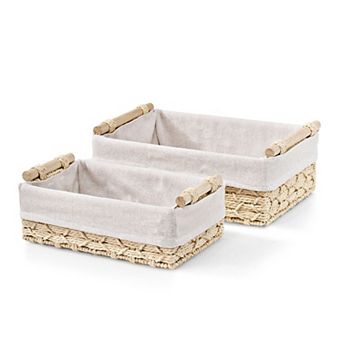 Sorbus 2 pc Macrame Boho Decor Basket Set