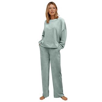 ellos Women's Plus Size Boxy Velour Lounge Sweatshirt