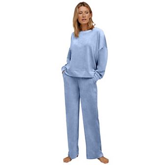 ellos Women's Plus Size Boxy Velour Lounge Sweatshirt