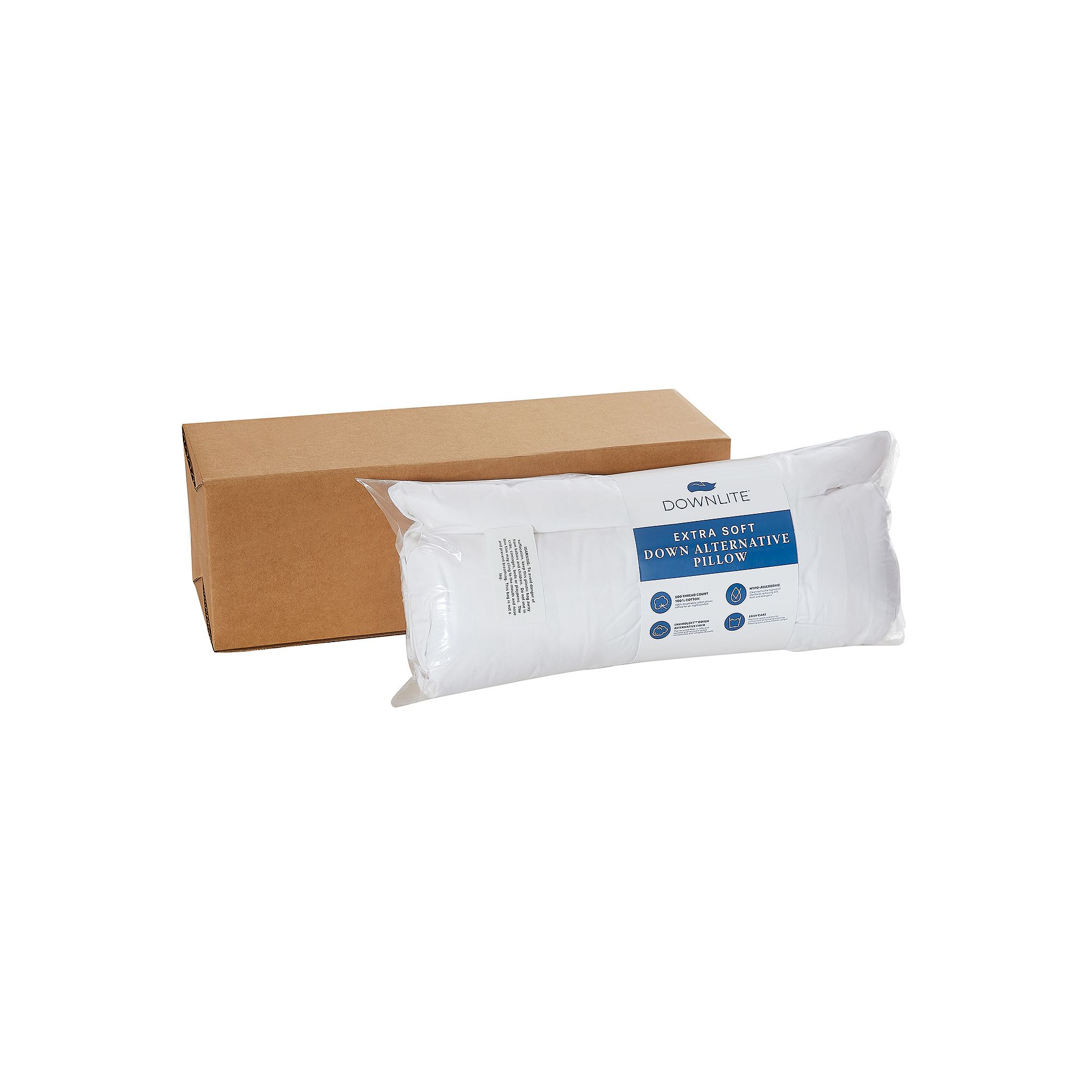 DOWNLITE Thinner Extra Soft Down Alternative Pillow, White