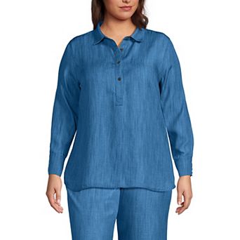 Plus Size Lands' End Twill Popover Shirt