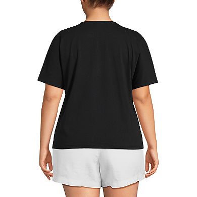 Plus Size Lands' End Supima Cotton Notch Neck Short Sleeve T-Shirt