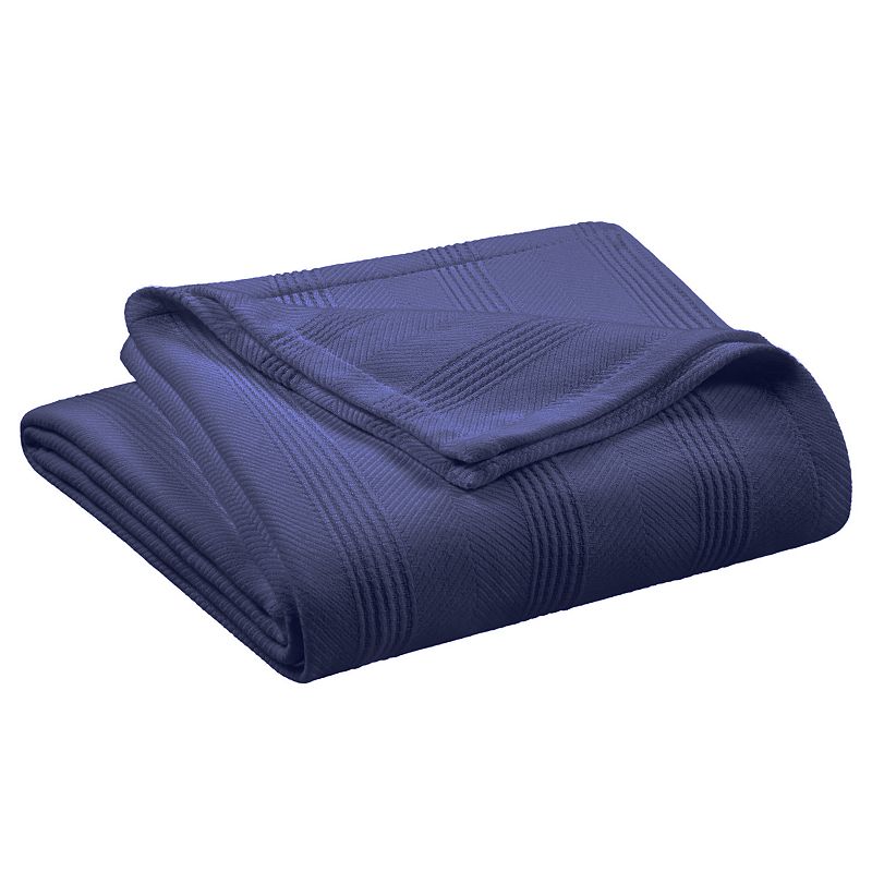 Vellux Cotton Throw Blanket, Blue