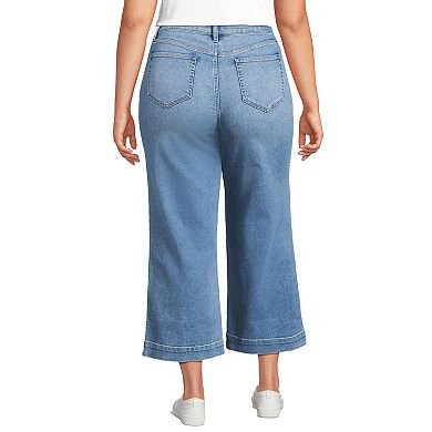 Plus Size Lands' End High-Rise Wide Leg Crop Jeans